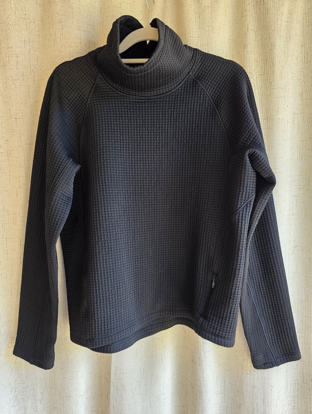 lululemon athletica Black Waffle Knit Funnel Neck Sweatshirt